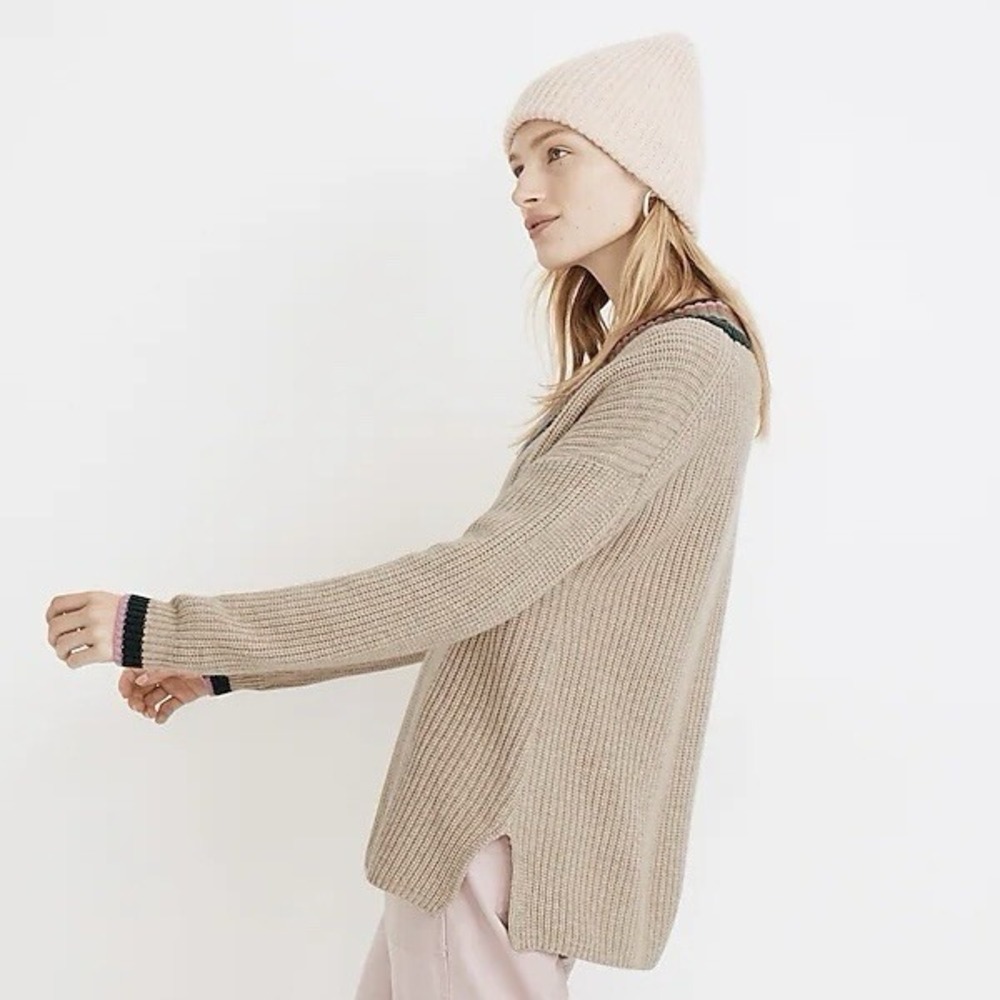 Madewell Tipped Forrest V-Neck Sweater Women's Size XS - Picture 2 of 10